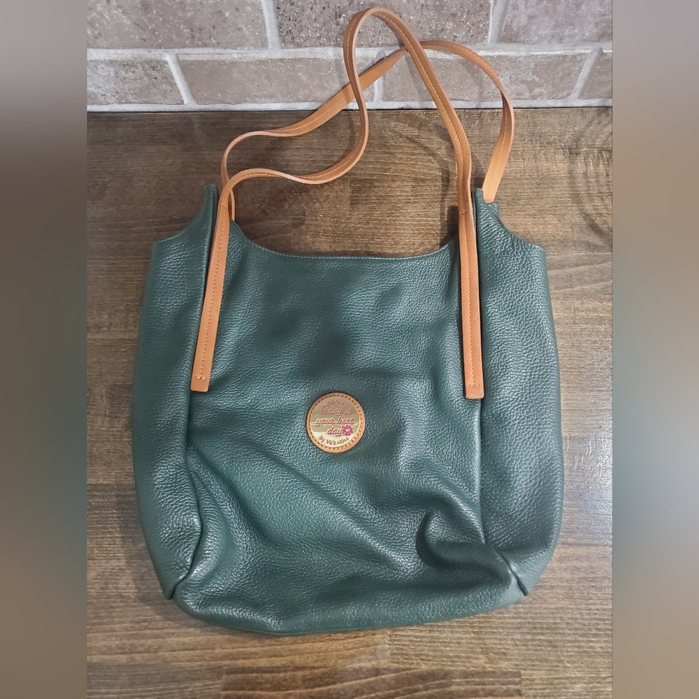 Valentina Italy Green Leather Hobo Shoulder Bag New